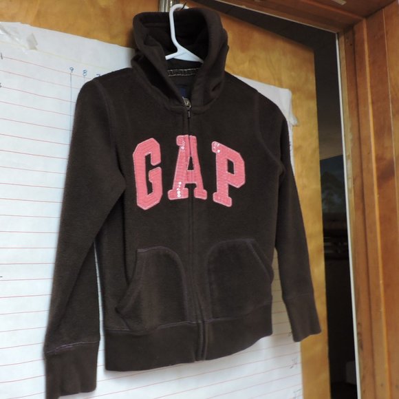 GAP KIDS zip up hoodie sz XL (12) brown & pink - Picture 1 of 8